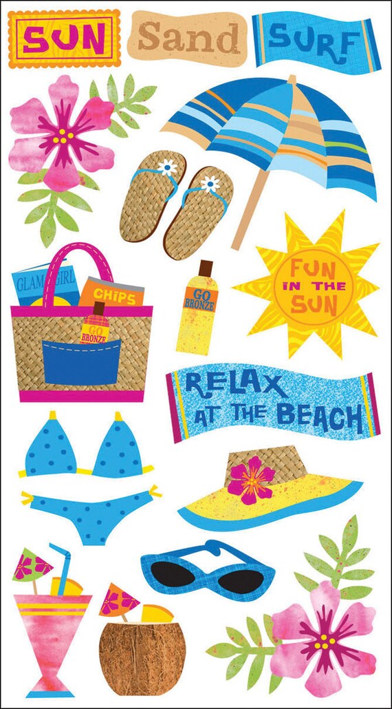 Sticko Scrapbooking Stickers Beach by MyStickerCollections