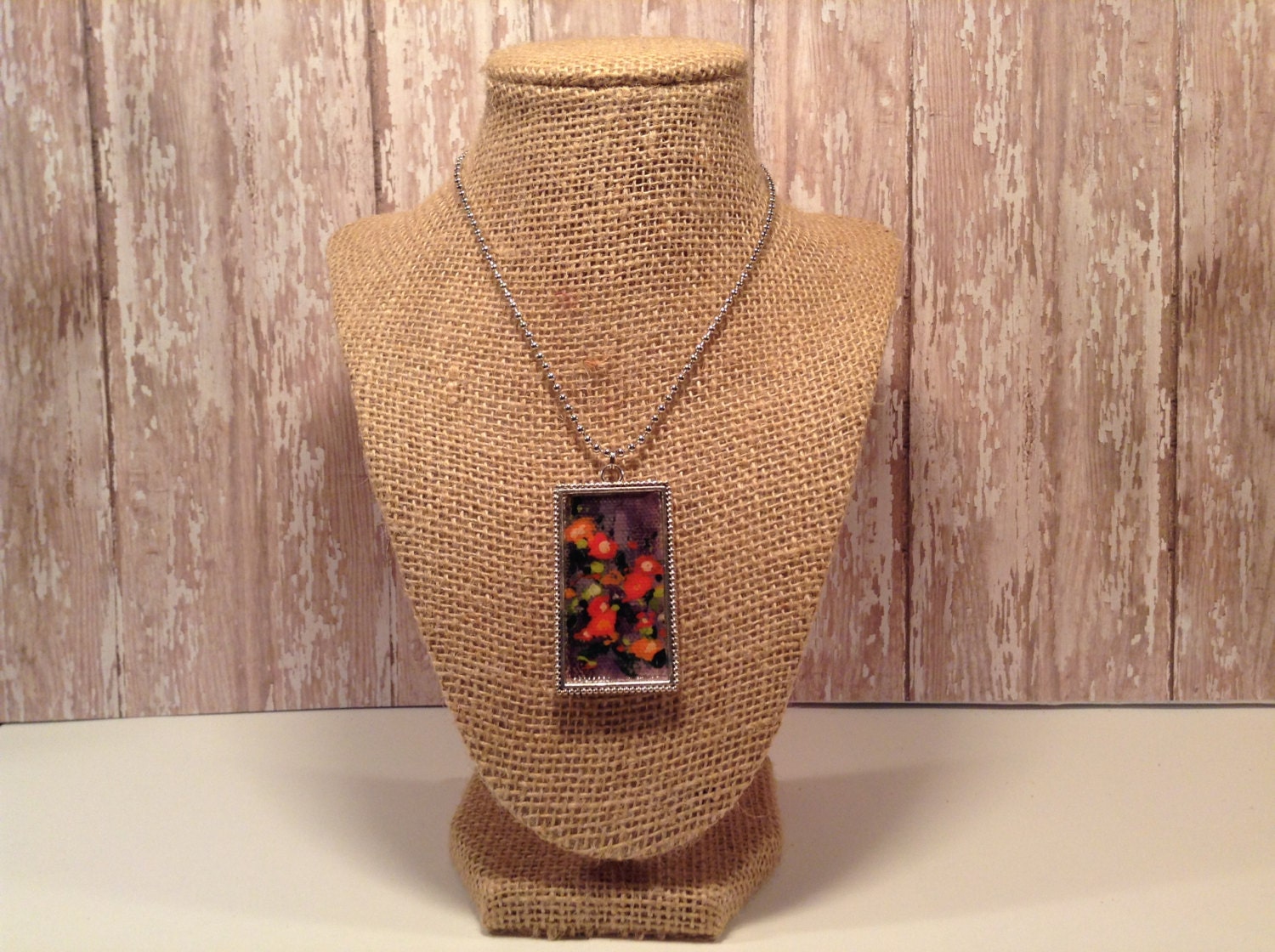 Necklaces Hand painted canvas on Rectangle by JeanneMateyArt