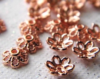 Rose Gold Bead Caps, Findings, Beads, Jewelry Supplies