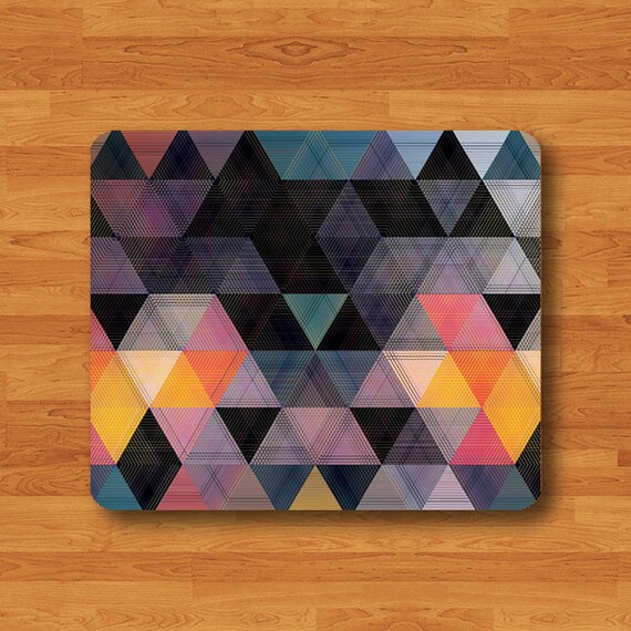 Geometric Triangle Colorful Art Mouse Pad Desk Pad by SugarGiraffe