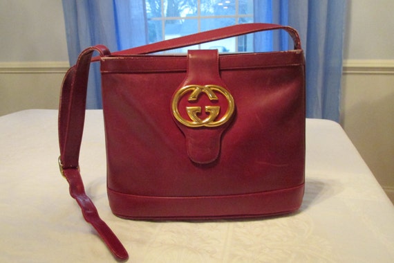 Vintage Burgundy Gucci GG Shoulder Bag