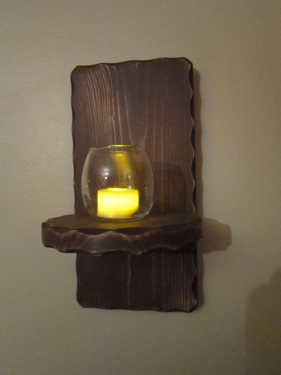 Items similar to Wall Sconce - Candle Holder - Chocolate Brown - LED Votive Candle & Holder ...