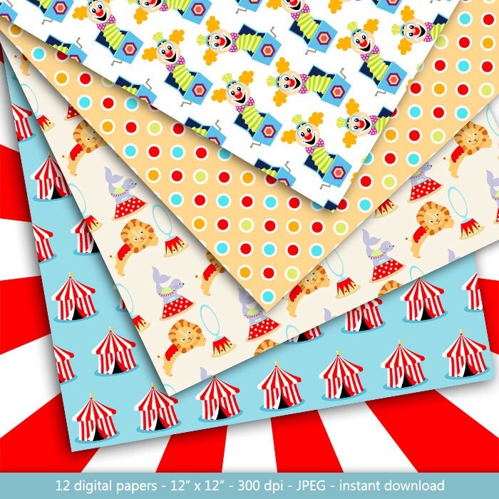 Circus papers: CIRCUS DIGITAL PAPER with circus