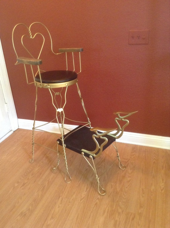 Antique Furniture Shoe Shine Chair and Stand
