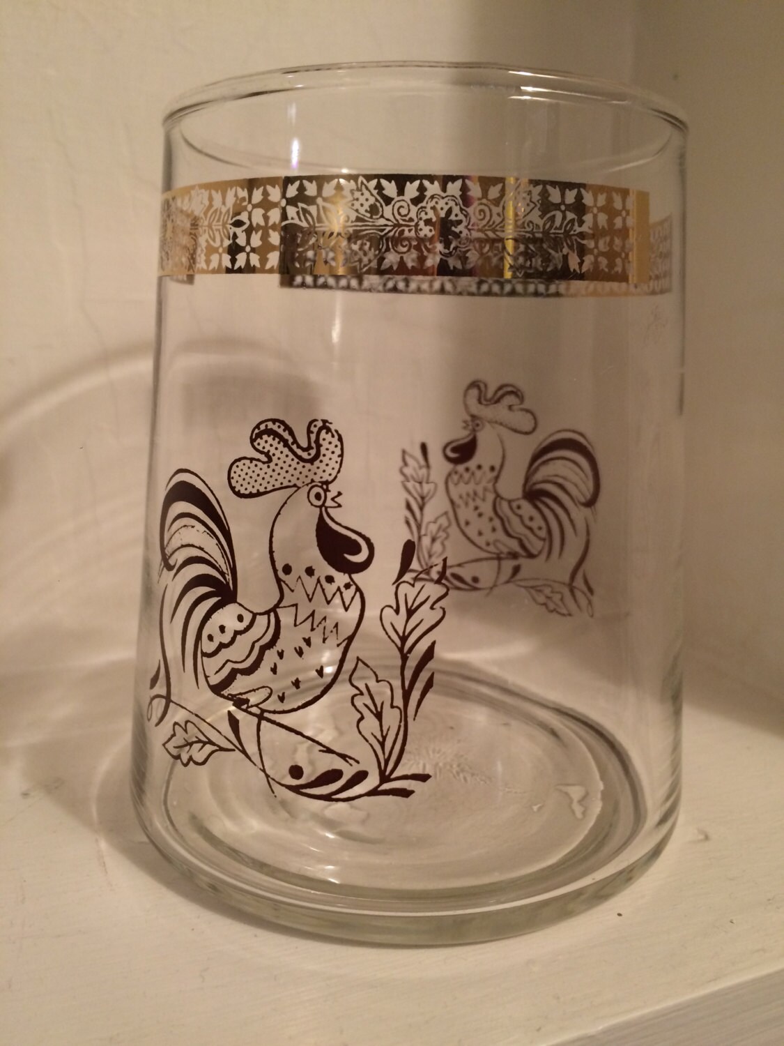 Gold Rooster Glass Utensil Holder by GoshenGals on Etsy