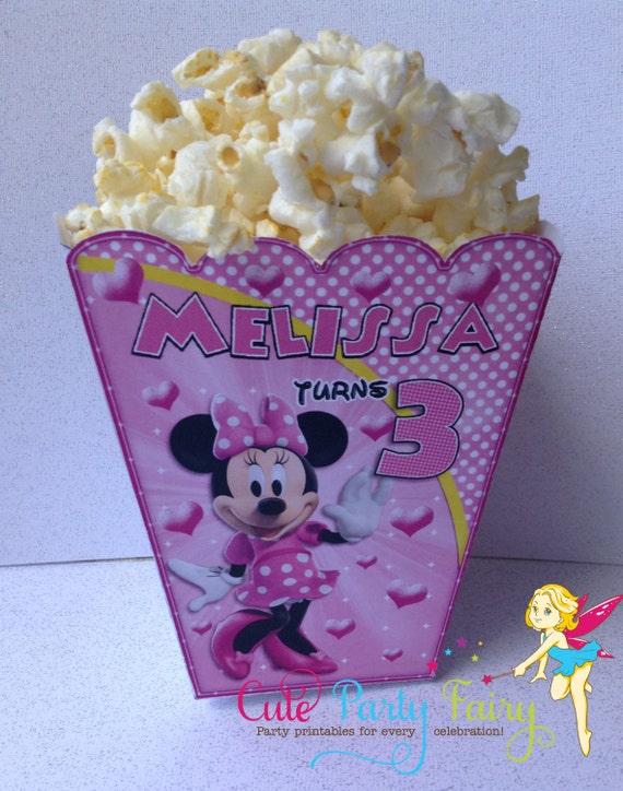 Minnie Mouse Personalized Popcorn or Treat Box by CutePartyFairy