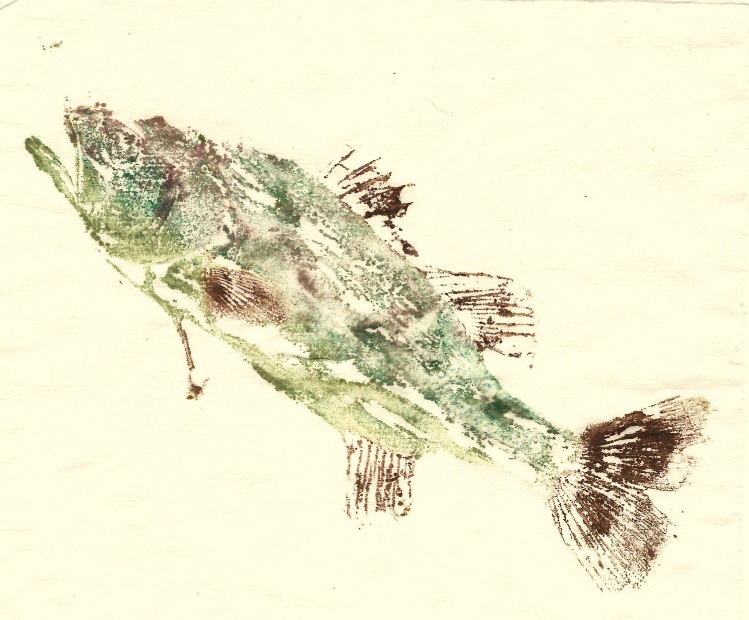 Bass Gyotaku Print by DirtyFingertips on Etsy