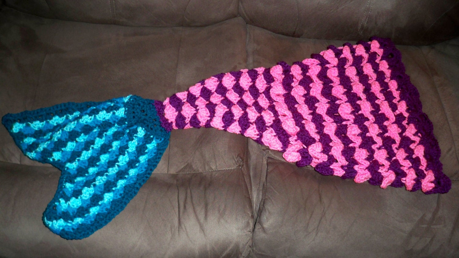 Crochet mermaid blanket with tail fin by LoriLuvs2Crochet on Etsy