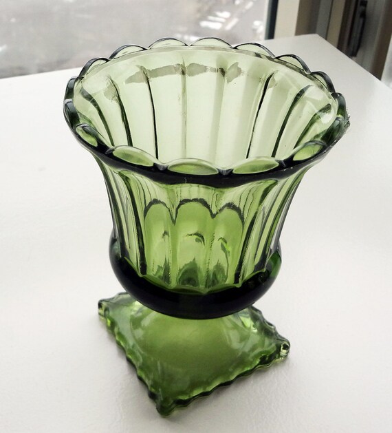 Vintage green glass vase
