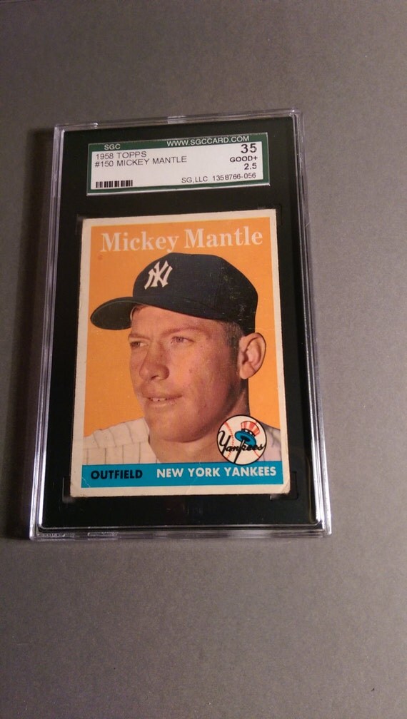 1958 Topps Baseball Card 150 Mickey Mantle Graded By Stevezeller