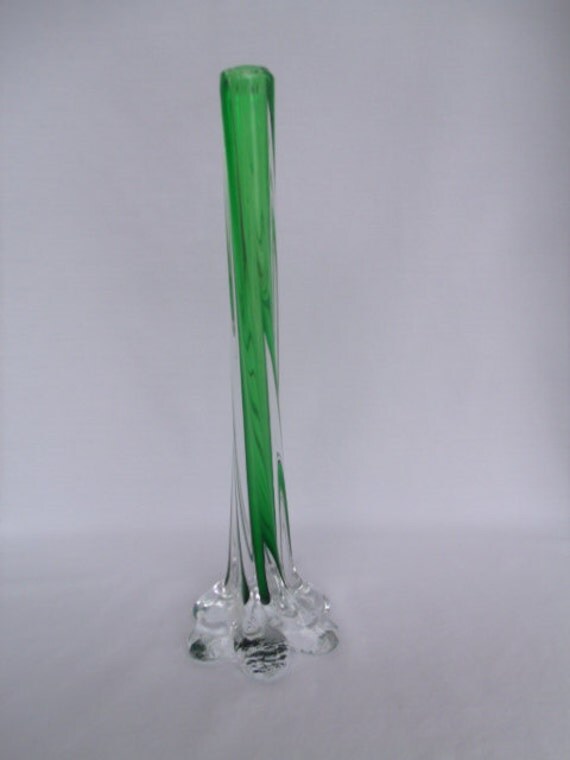 Murano Twisted Stem Vase Green Home Decor