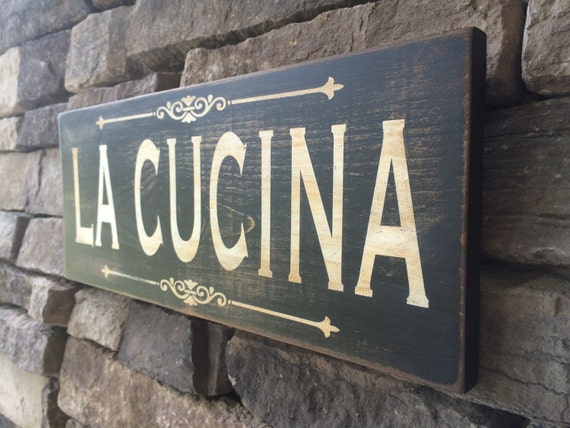 La Cucina Kitchen Wooden Sign by TheWickedSignCo on Etsy