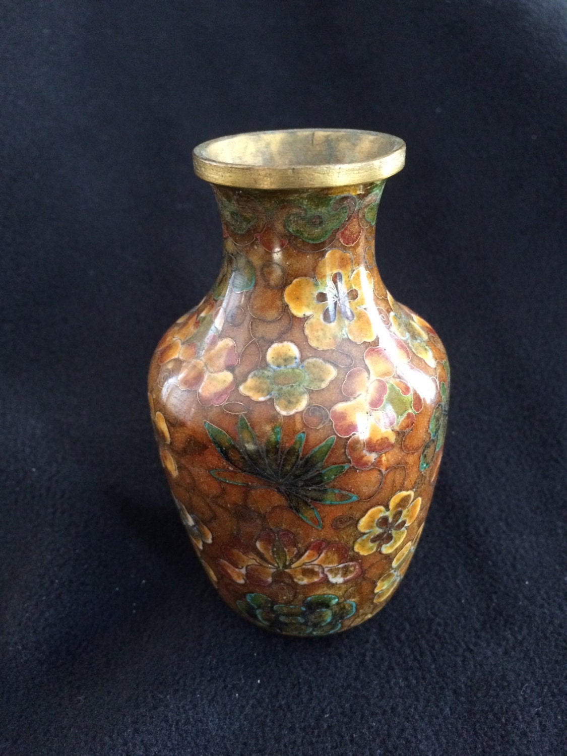 Small Antique Chinese Cloisonne Vase with Millefleurs Design