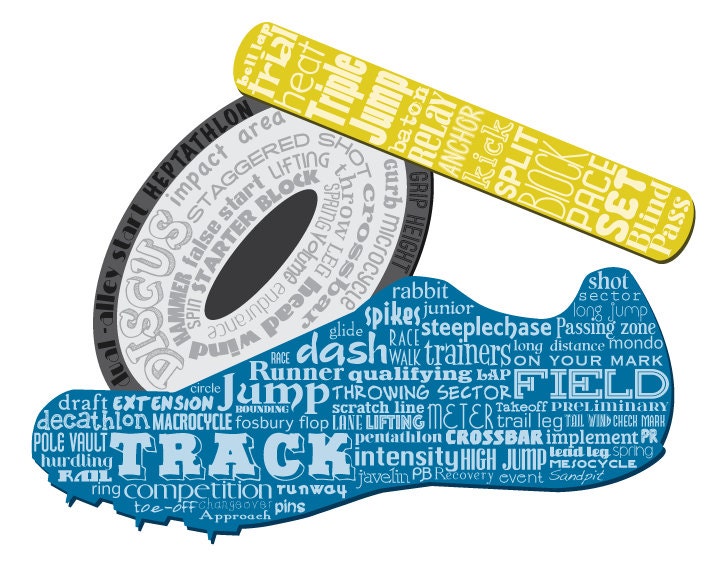 Track & Field / Word Art Typography / Wall Art / Coach Home