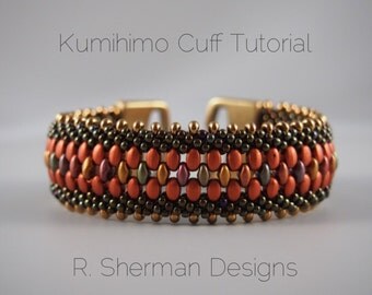 PDF TUTORIAL - Kumihimo Beaded Cuff Bracelet, Kumihimo Pattern