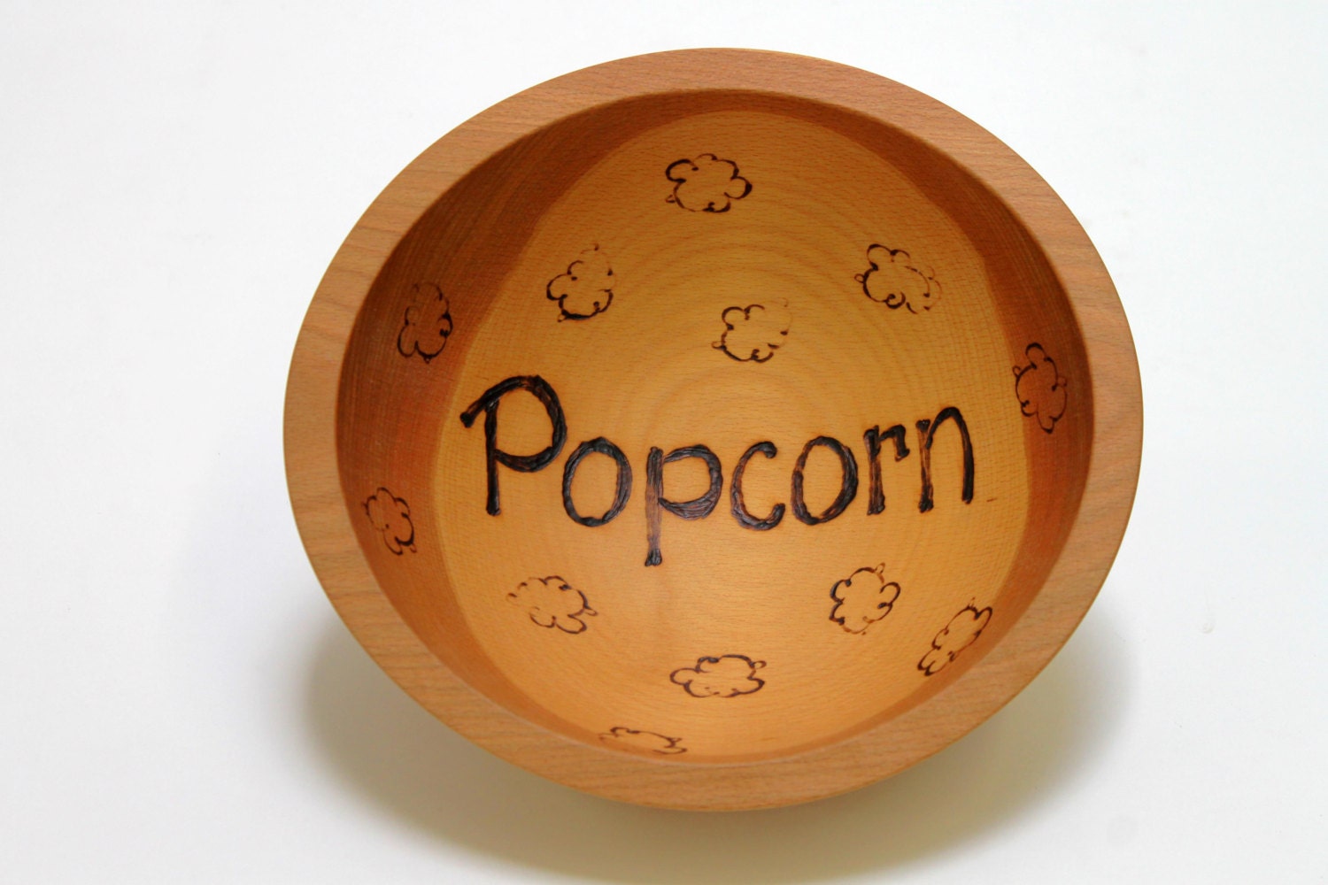 8 Beech Popcorn Bowl Wooden Popcorn Bowl Engraved