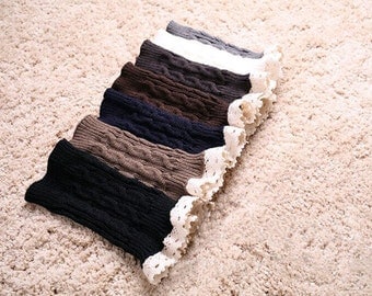 Womens Lace Boot Socks, Lace Boot Cuffs,Boot Topper, Knitted Boot Cuffs