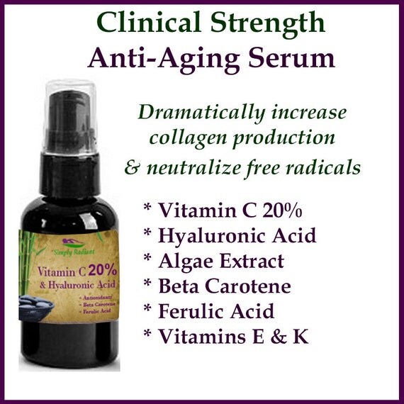 Organic Vitamin C Serum w Hyaluronic Acid by SimplyRadiantBeauty