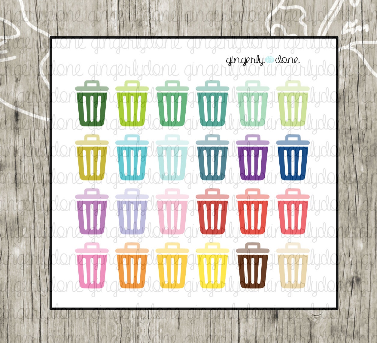 24 Rainbow Colored Trash Can Stickers Perfect for by GingerlyDone