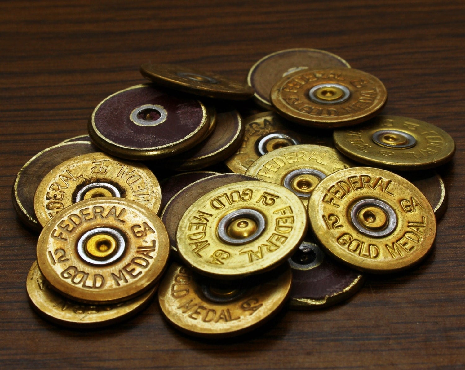Thin Cut POLISHED shotgun shell headstamps heads lot of 12 Thin Cut POLISHED shotgun shell headstamps heads lot of 12