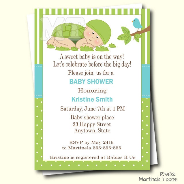 Turtle Baby Shower Invitation Templates 4