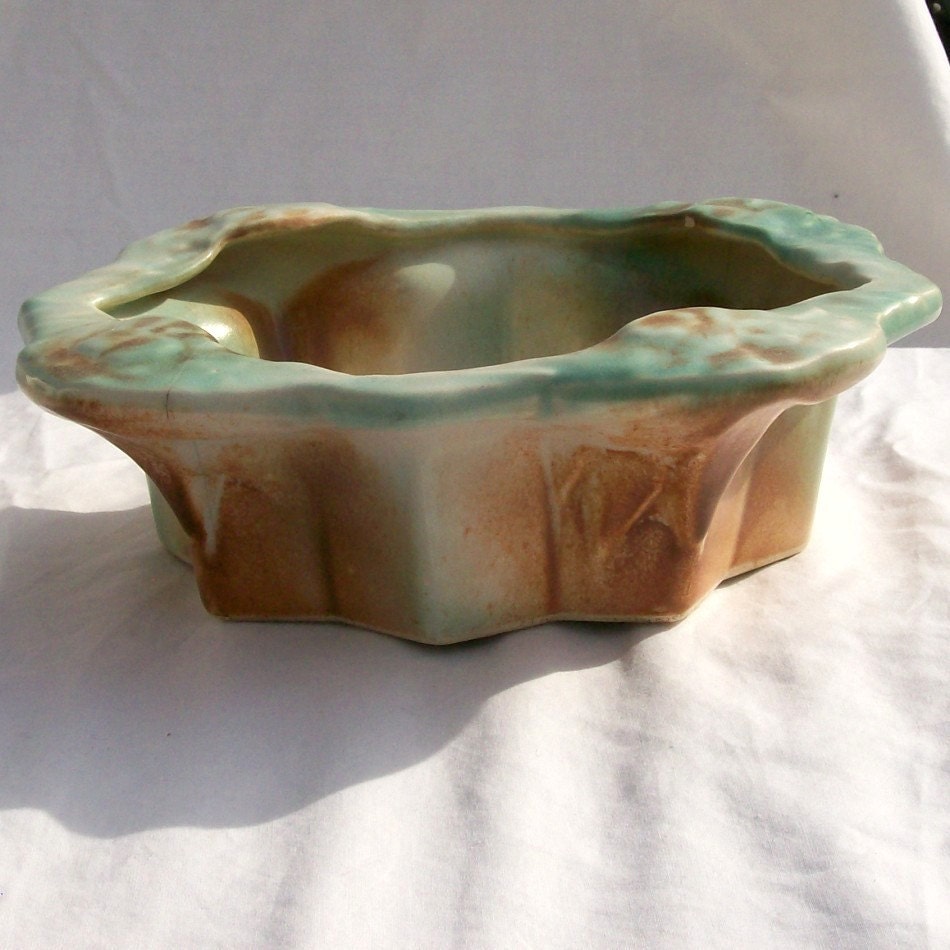 Vintage McCoy Pottery Rustic Line Planter Bowl Candy Dish Vase