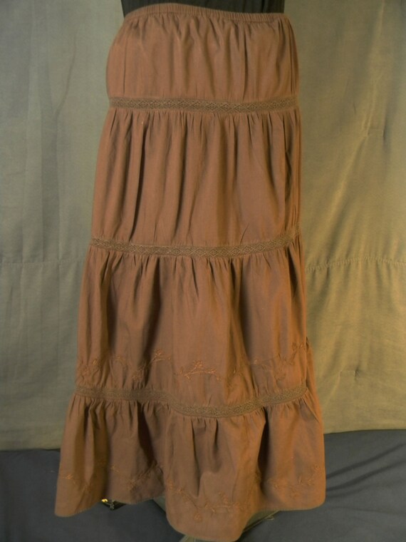 St Johns Bay Long Brown Gathered Skirt Size by Luckyskirtsandmore