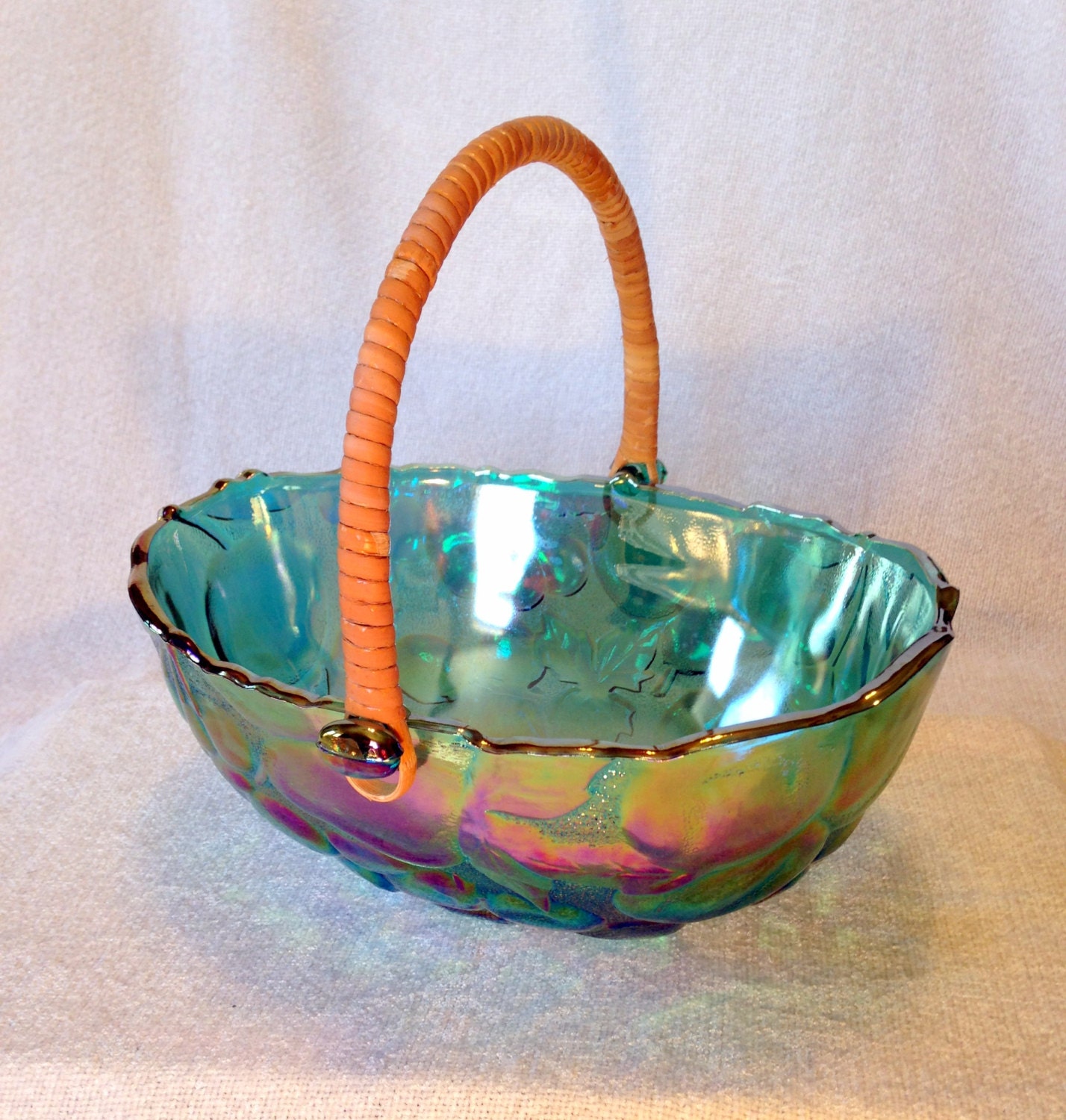 Carnival Glass Indiana Oval Fruit Bowl with by AmericanVintageAve