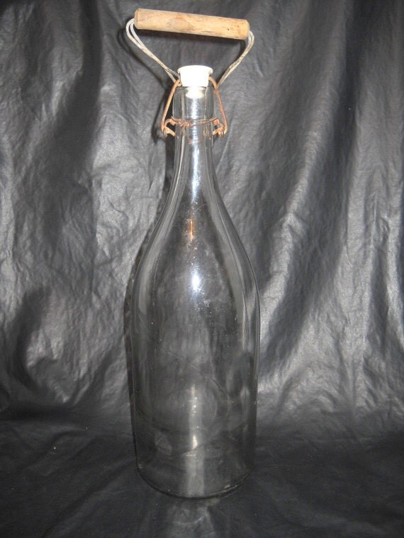 Antique Large Glass Bottle with a Ceramic by Nightwingsattic