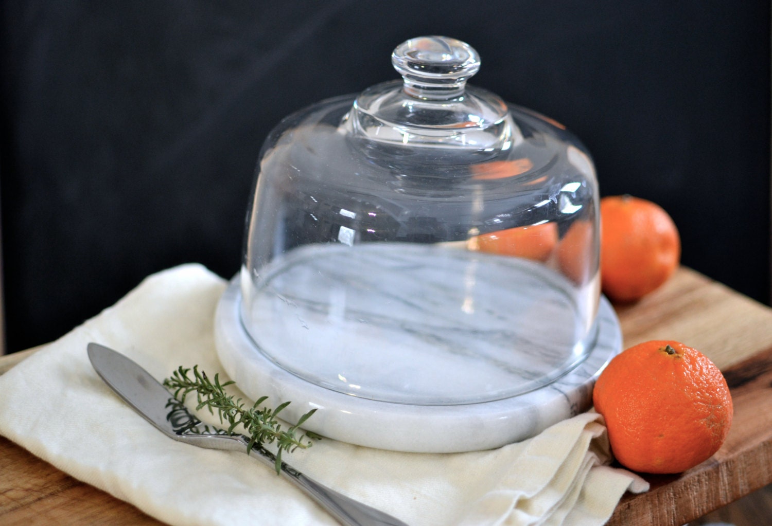 SALE Marble Cheese Board with Glass Cloche by SweetHomeCollective