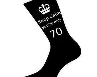 Mens Keep Calm You're Only 70 Socks. A fun & Unique 70th Birthday Gift Idea for Brother, Husband, Friend, Relative *Variious Colours*