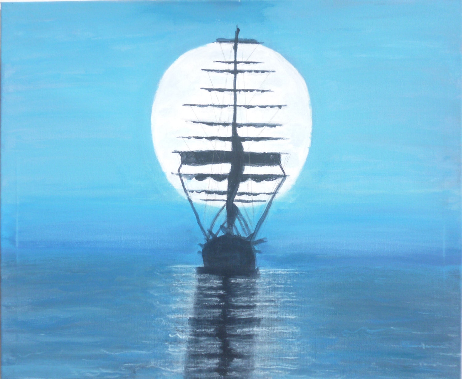 Large Acrylic On Canvas Ship Painting Ship Sailing In The   Il Fullxfull.745874988 9o7d 