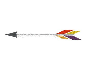 Lone Arrow Embroidery Design. Feathered Arrow Machine Embroidery Design. Three Sizes Included