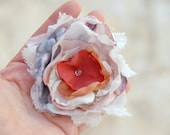 Rustic bridal flower pin, Delicate fabric flower corsage, Handmade wedding flower