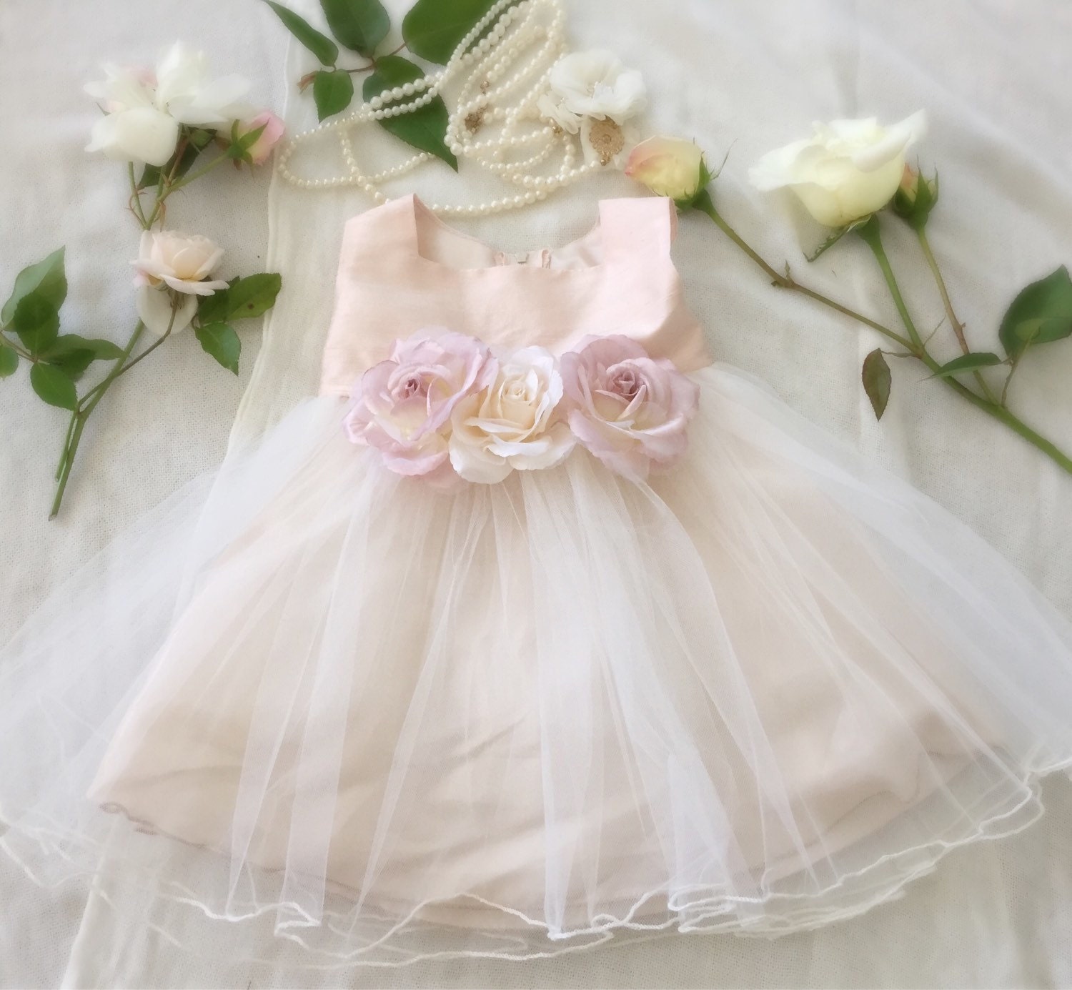 Rose Gold Flower Girl Dress Baby Girl Special First by PurdyGurly