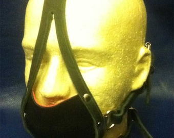 Black with red trim Ball gag muzzle head harness fetish BDSM Mature