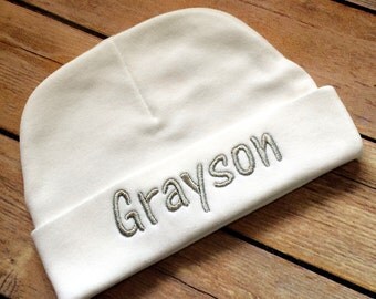 Personalized Baby Beanie Hat Monogram Infant Boy Monogram Baby Hat Personalized Newborn Baby Shower Gift Photo Prop Baby Coming Home Outfit