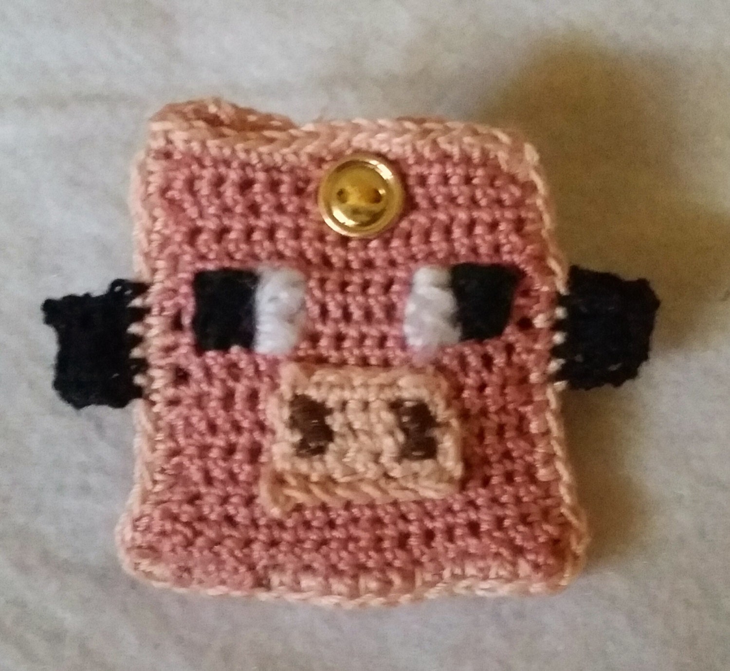 Minecraft Pig Pouch with Adjustable Wristband by CrochetItAgain