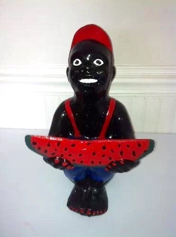 Black Watermelon Boy Concrete Statue. Yard by SunshineStatuary