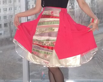 pink summer skirt, розовая летняя юбочка в стиле бохо,handmade.