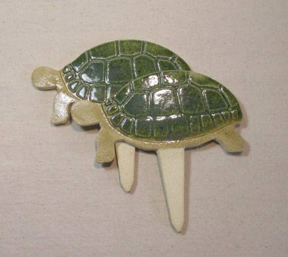 Tortoise Garden Ornament S In High Fired Pottery Clay Set Of