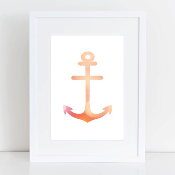 Orange Bokeh Anchor Print Anchor Art Orange by JettyPrintables