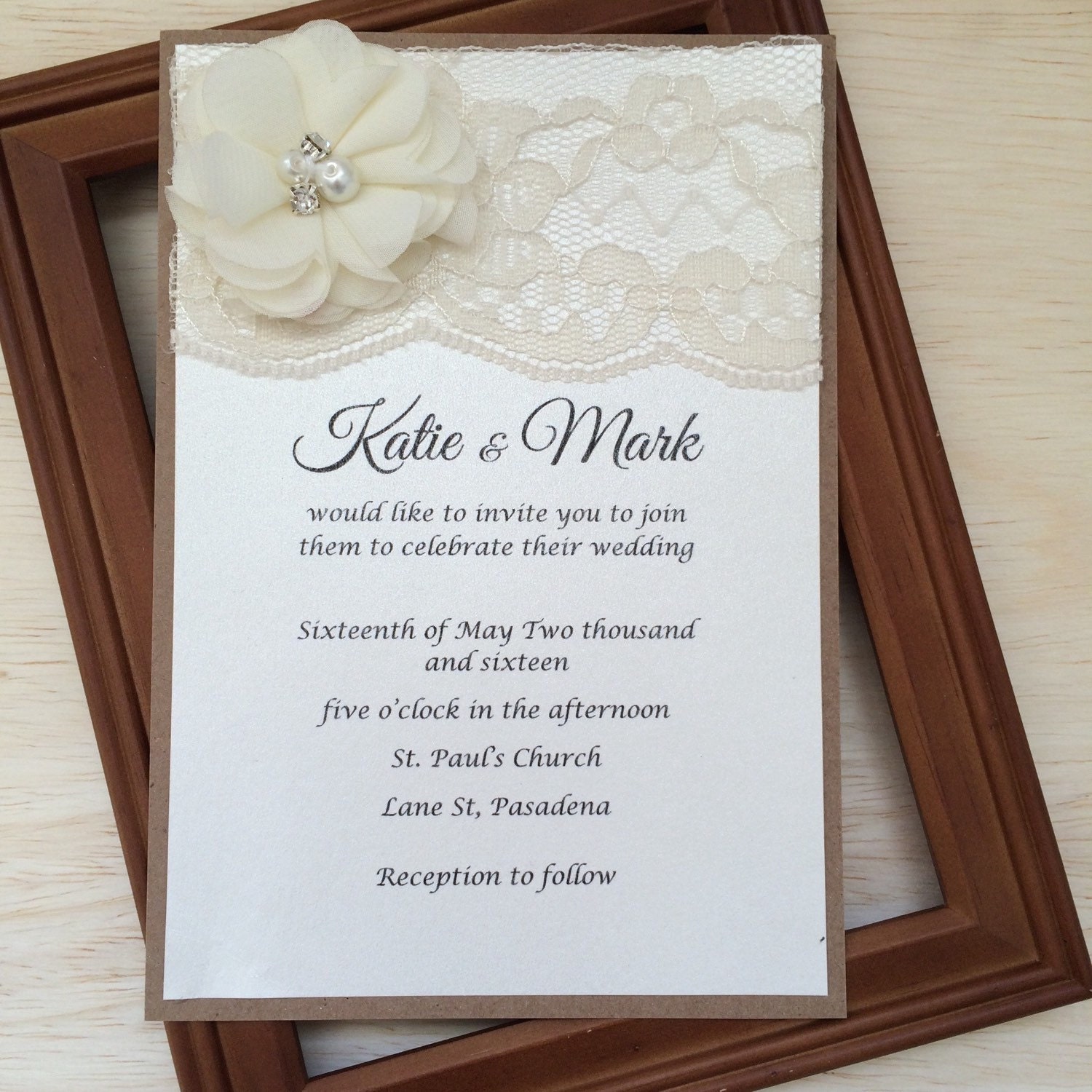 Lace wedding invitation Shabby chic by RusticInvitesAndmore