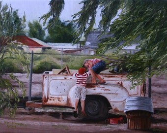 Custom Landscape Oil Painting that Includes People without Detail 9 x 12 inches through 12 x 24 inches