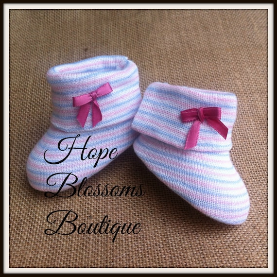 Newborn Baby Girl Booties Newborn Baby by HopeBlossomsBoutique
