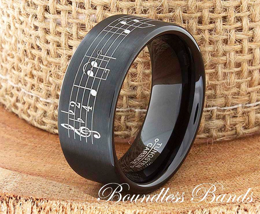 Music Wedding Band Favorite Song Personalized Tungsten Ring Any Music Sheet Laser Engraved Ring Band His Hers Customized Music Ring New Band