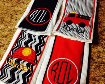 Set of 4 Custom Embroidered & Monogrammed Burp Cloths LOCAL PICKUP ONLY