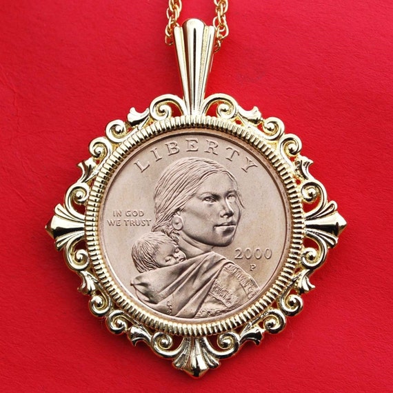 Download US 2000 P Native American Sacagawea Dollar BU Unc Coin Gold