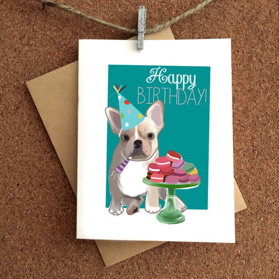 Birthday Frenchie by WholeHeartArtsy on Etsy