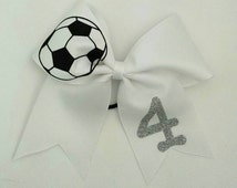 Soccer Bow, Custom Soccer Bow, Sports Bow, Team Bows, Big Ribbon Bow